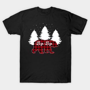 Buffalo Red Plaid Pop Pop Bear Matching Family Christmas T-Shirt